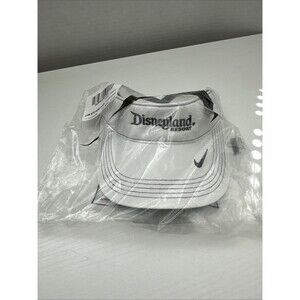 Disneyland Resort Nike Dri-Fit White Golf Visor Black Embroidered Logos New